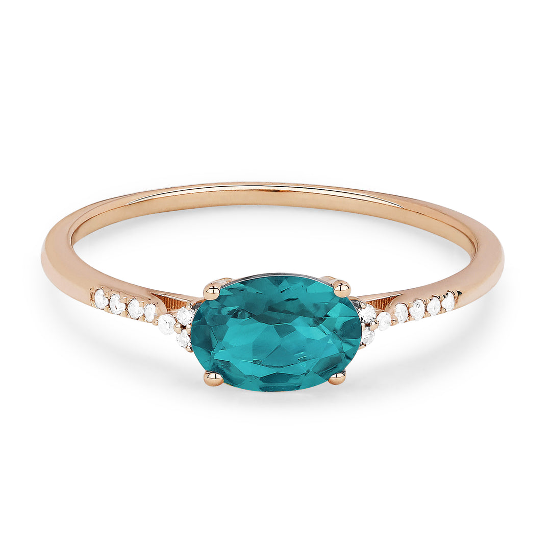 Madison L 14K Rose Gold Created Tourmaline Paraiba Oval Ring - style R1444CPARP