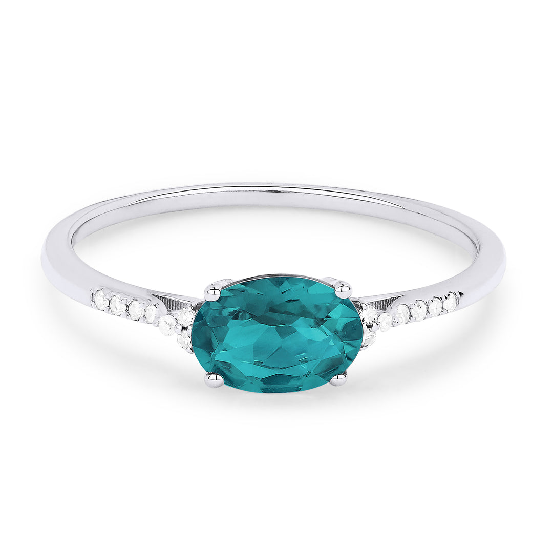 Madison L 14K White Gold Created Tourmaline Paraiba Oval Ring - style R1444CPARW