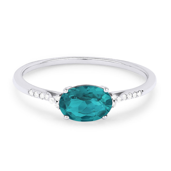 Madison L 14K White Gold Created Tourmaline Paraiba Oval Ring - style R1444CPARW