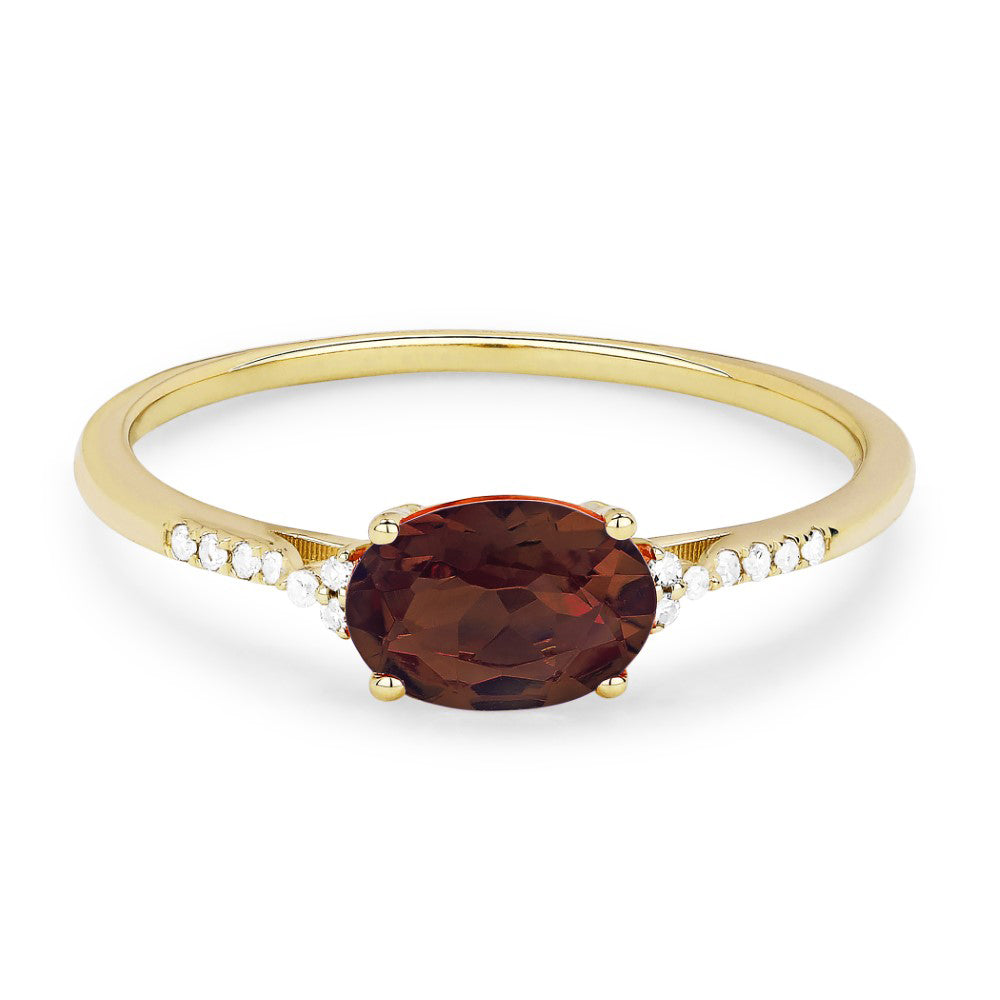 Madison L 14K Yellow Gold Garnet Oval Ring - style R1444GAY