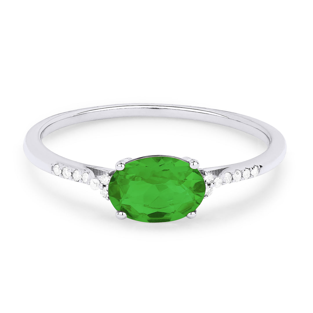 Madison L 14K White Gold Created Emerald Oval Ring - style R1444GCW