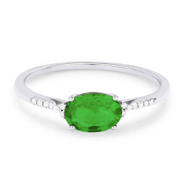 Madison L 14K White Gold Created Emerald Oval Ring - style R1444GCW