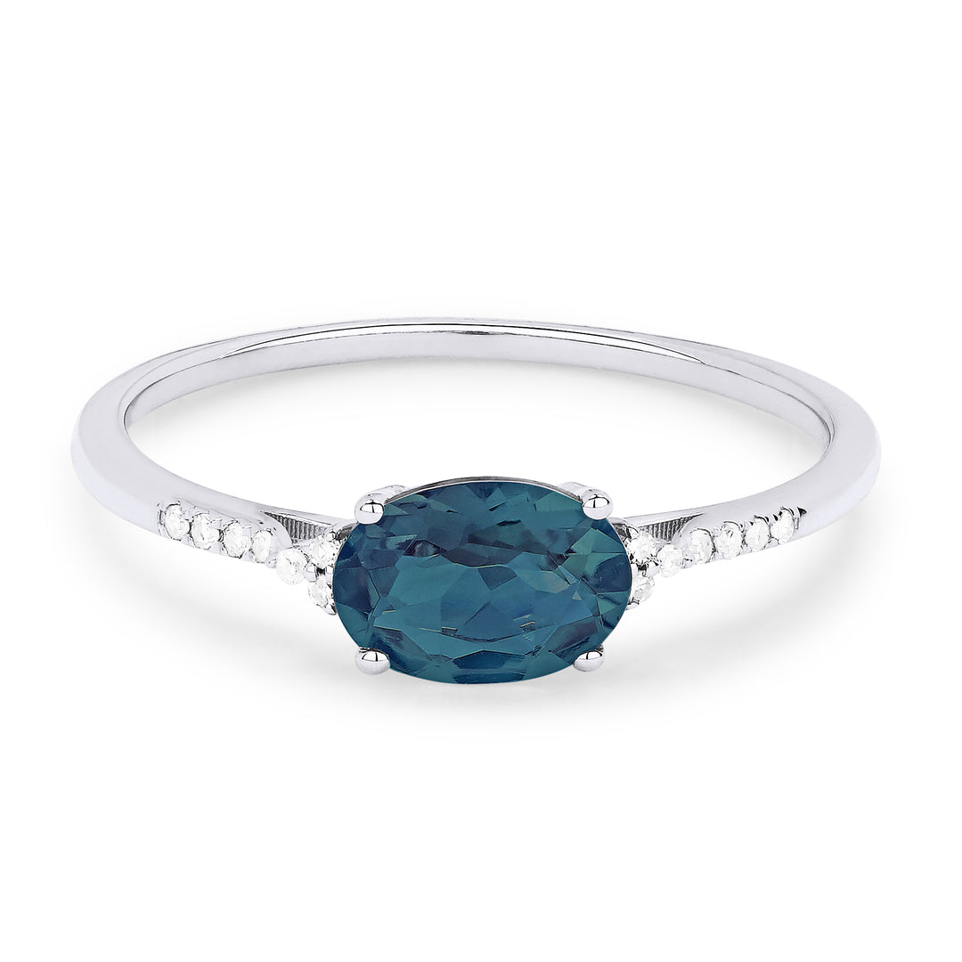Madison L 14K White Gold London Blue Topaz Oval Ring - style R1444LBTW
