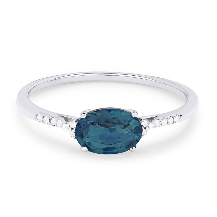 Madison L 14K White Gold London Blue Topaz Oval Ring - style R1444LBTW