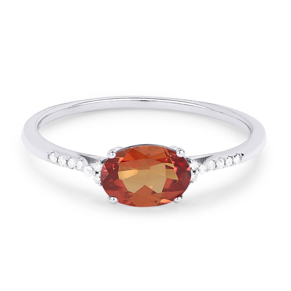 Madison L 14K White Gold Created Padparadscha Oval Ring - style R1444OCW