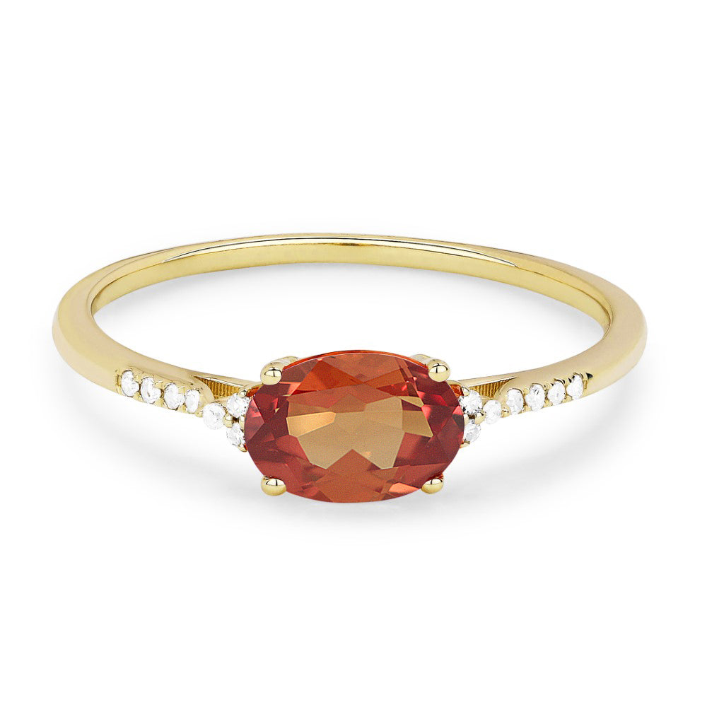 Madison L 14K Yellow Gold Created Padparadscha Oval Ring - style R1444OCY