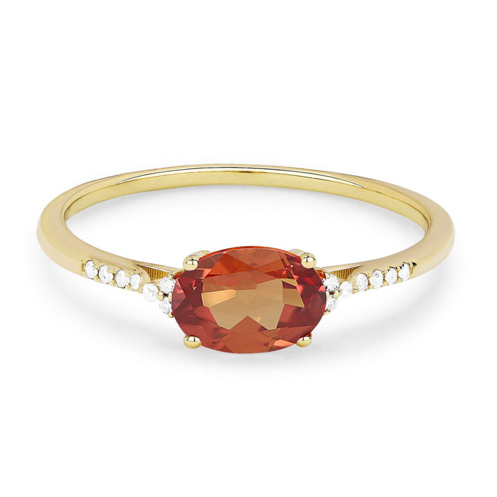 Madison L 14K Yellow Gold Created Padparadscha Oval Ring - style R1444OCY