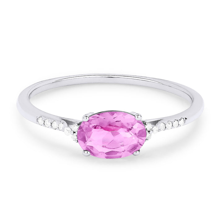 Madison L 14K White Gold Created Pink Sapphire Oval Ring - style R1444PCW