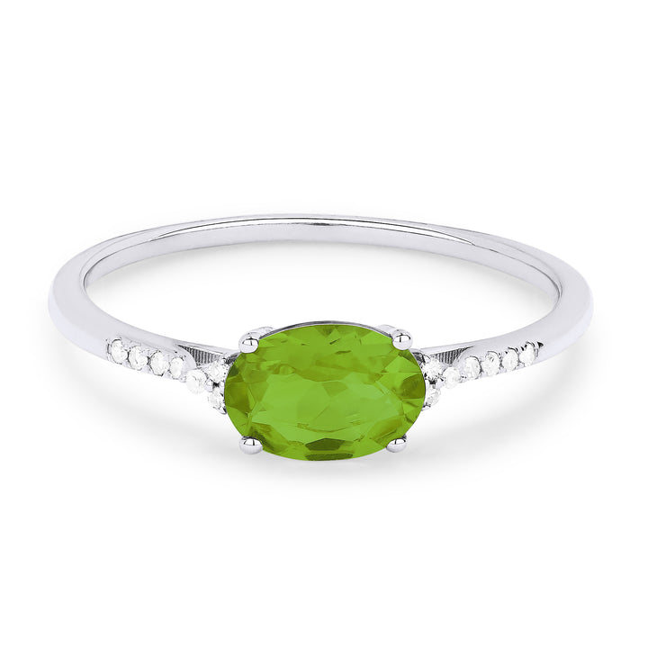 Madison L 14K White Gold Peridot Oval Ring - style R1444PRW