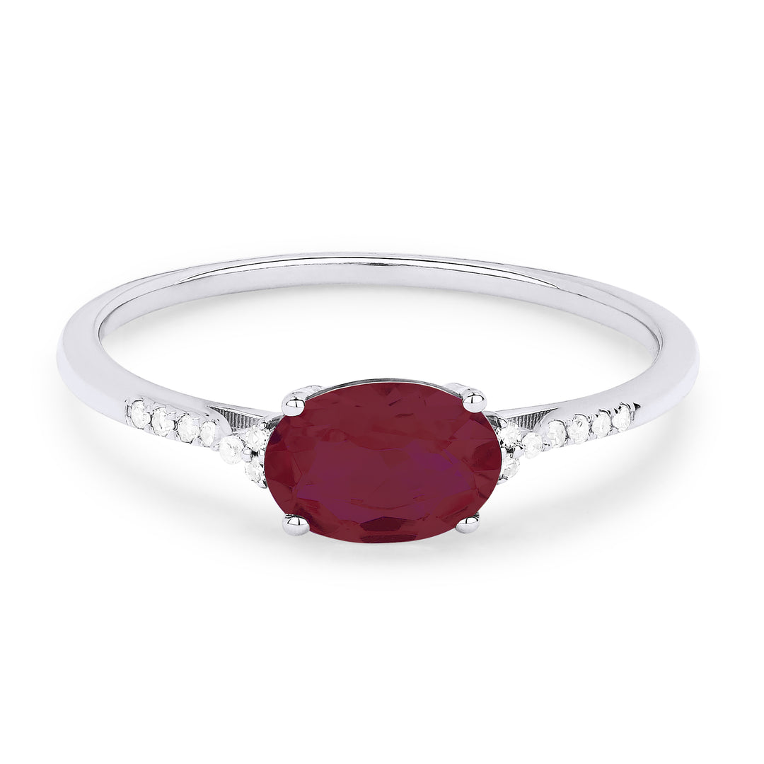 Madison L 14K White Gold Created Ruby Oval Ring - style R1444RCW