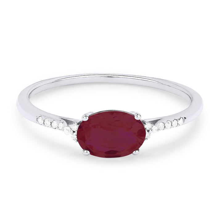 Madison L 14K White Gold Created Ruby Oval Ring - style R1444RCW
