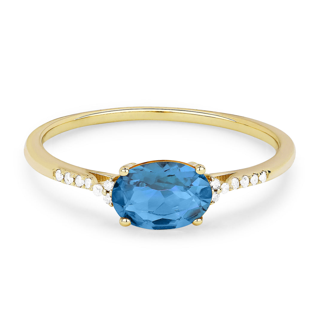 Madison L 14K Yellow Gold Swiss Blue Topaz Oval Ring - style R1444SWBTY