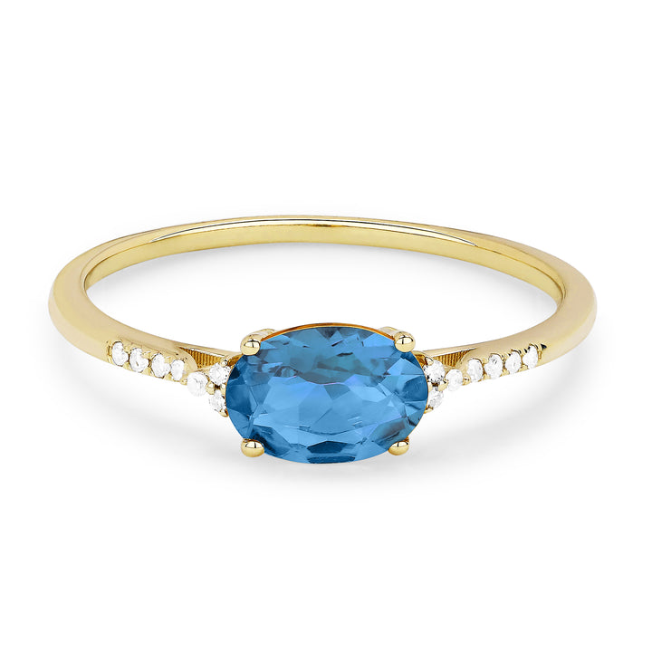 Madison L 14K Yellow Gold Swiss Blue Topaz Oval Ring - style R1444SWBTY