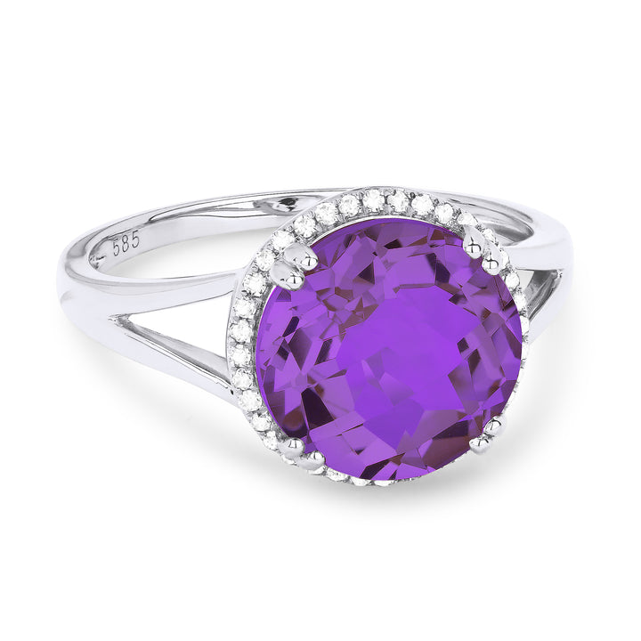 Madison L 14K White Gold Amethyst Round Ring - style R1445AMW
