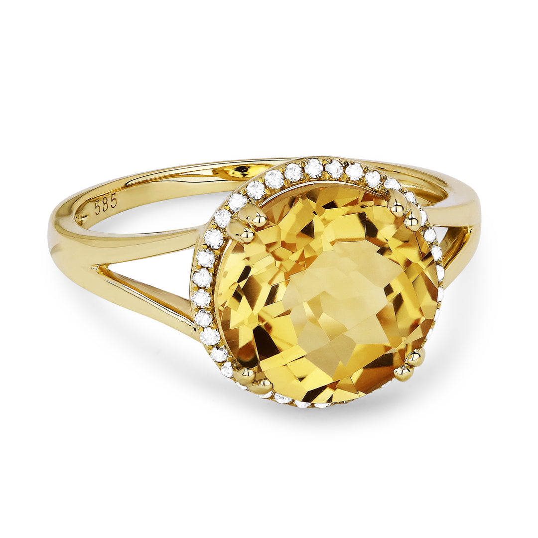 Madison L 14K Yellow Gold Citrine Round Ring - style R1445CTY
