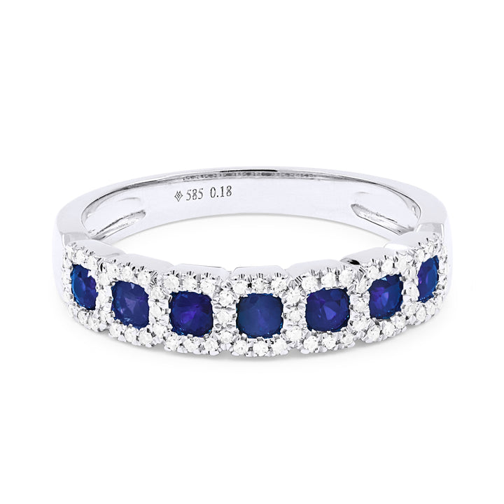 Madison L 14K White Gold Sapphire Stackable Ring - style R1481SAW