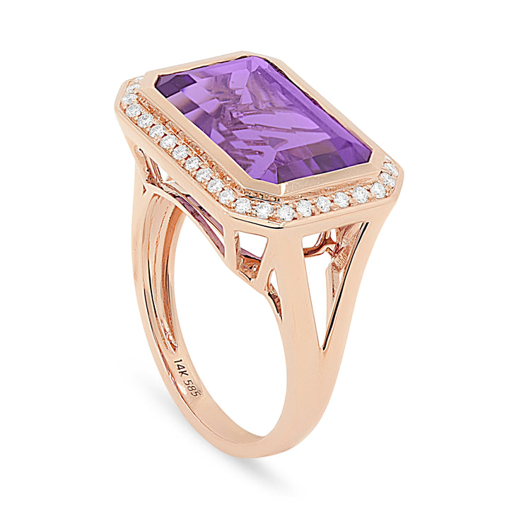 Madison L 14K Rose Gold Amethyst Rectangle Ring - style R1489AMP