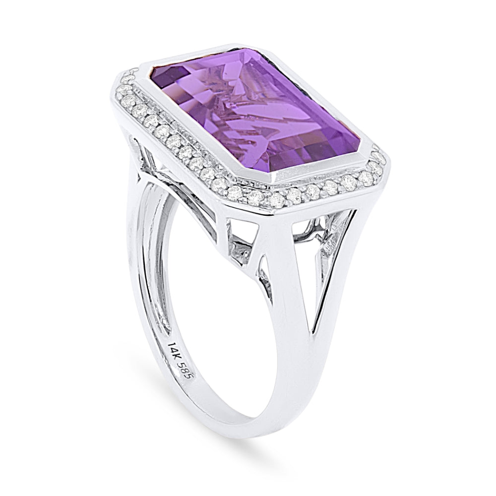 Madison L 14K White Gold Amethyst Rectangle Ring - style R1489AMW
