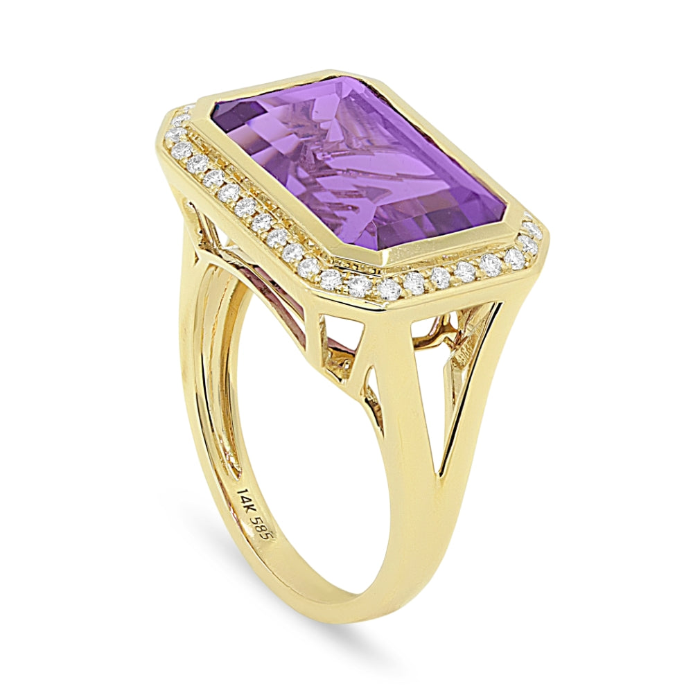 Madison L 14K Yellow Gold Amethyst Rectangle Ring - style R1489AMY