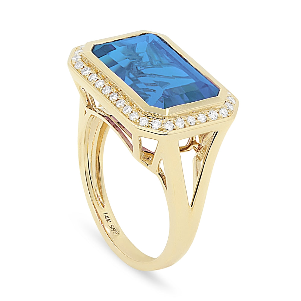 Madison L 14K Yellow Gold Blue Topaz Rectangle Ring - style R1489BTY