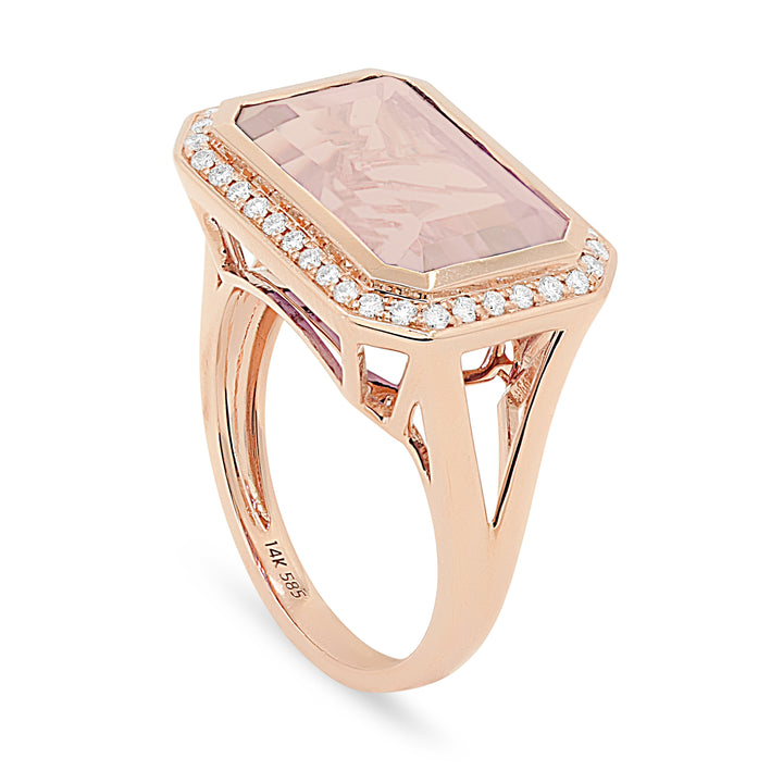 Madison L 14K Rose Gold Created Morganite Rectangle Ring - style R1489CMGP