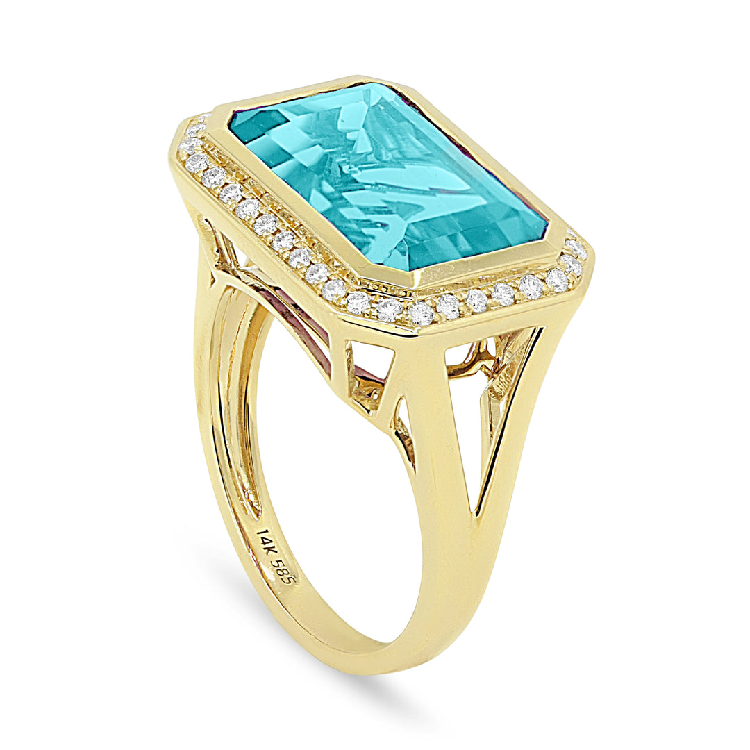 Madison L 14K Yellow Gold Created Tourmaline Paraiba Rectangle Ring - style R1489CPARY