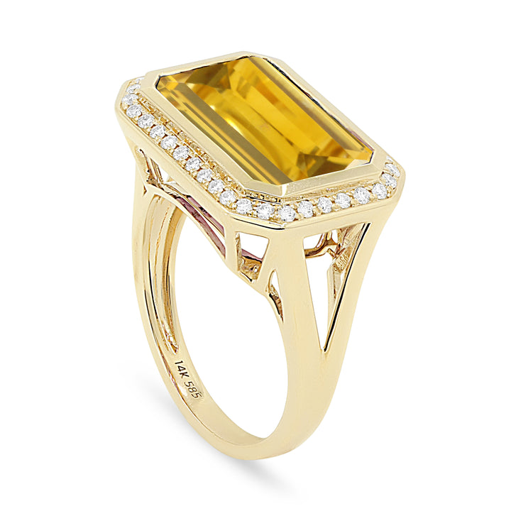 Madison L 14K Yellow Gold Citrine Rectangle Ring - style R1489CTY