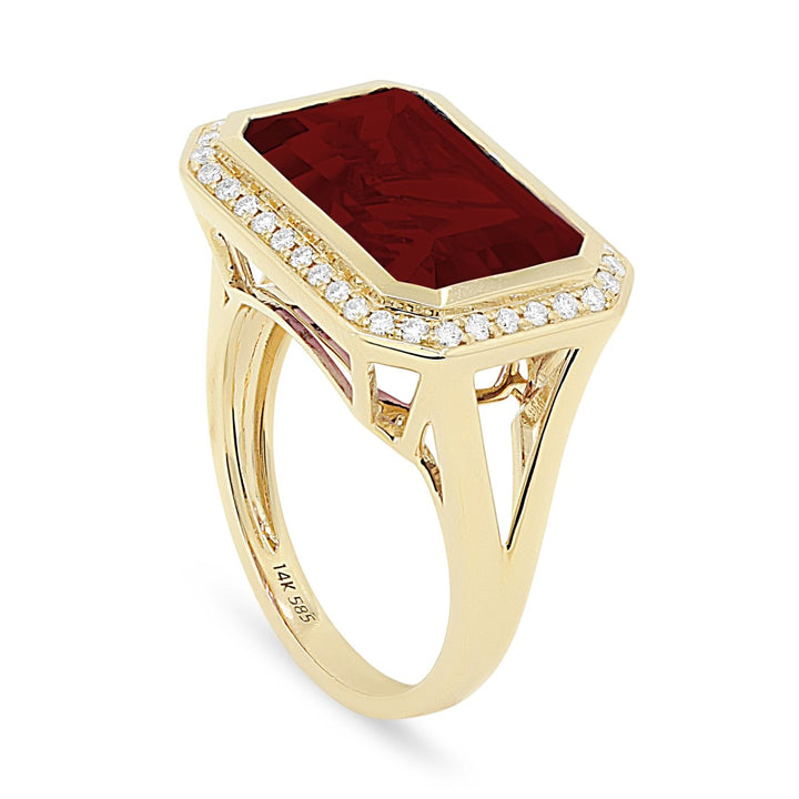 Madison L 14K Yellow Gold Garnet Rectangle Ring - style R1489GAY