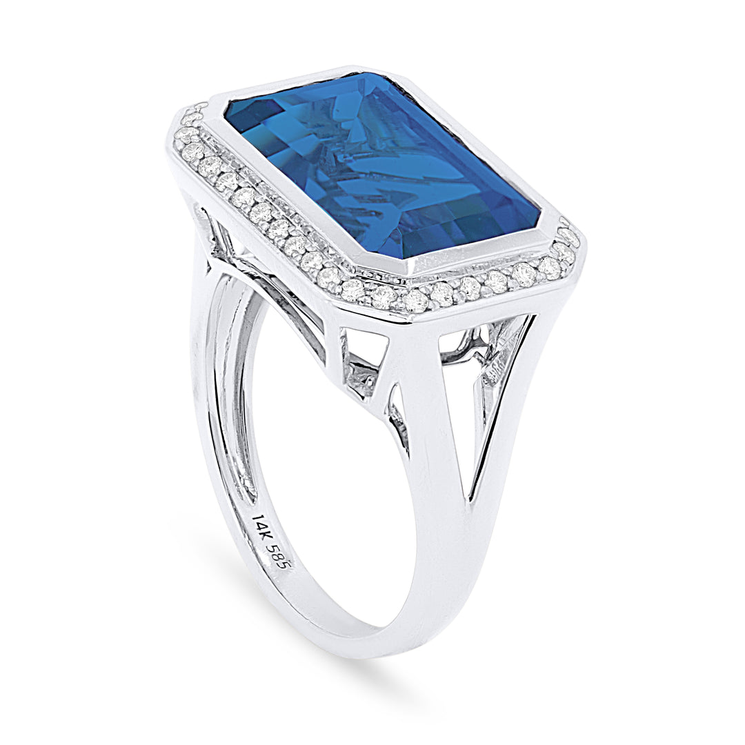Madison L 14K White Gold London Blue Topaz Rectangle Ring - style R1489LBTW