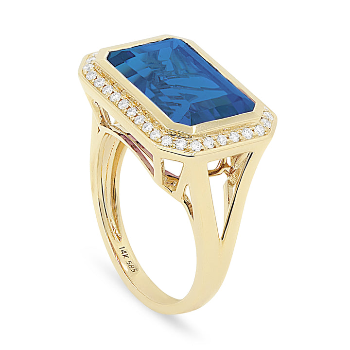 Madison L 14K Yellow Gold London Blue Topaz Rectangle Ring - style R1489LBTY