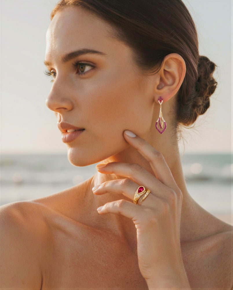Madison L 14K Yellow Gold Garnet Ring - style R1490GAY