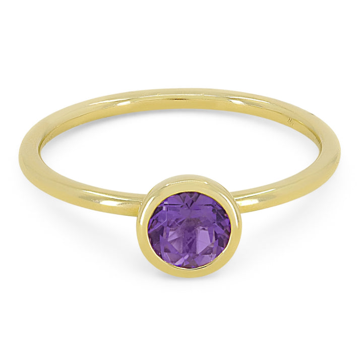 Madison L 14K Yellow Gold Amethyst Round Ring - style R1497AMY