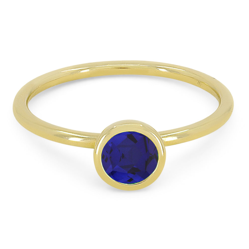 Madison L 14K Yellow Gold Created Sapphire Round Ring - style R1497BCY