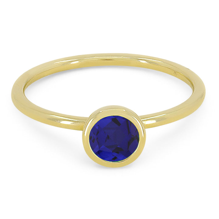 Madison L 14K Yellow Gold Created Sapphire Round Ring - style R1497BCY