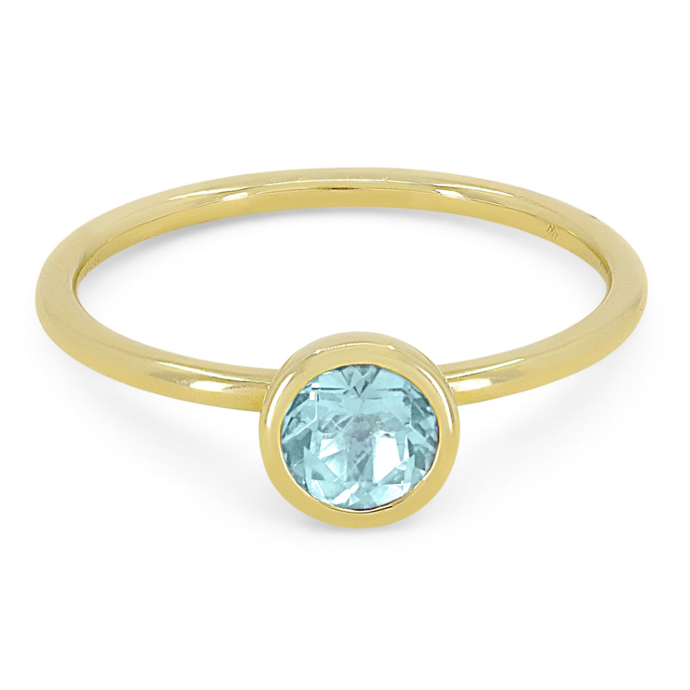 Madison L 14K Yellow Gold Blue Topaz Round Ring - style R1497BTY