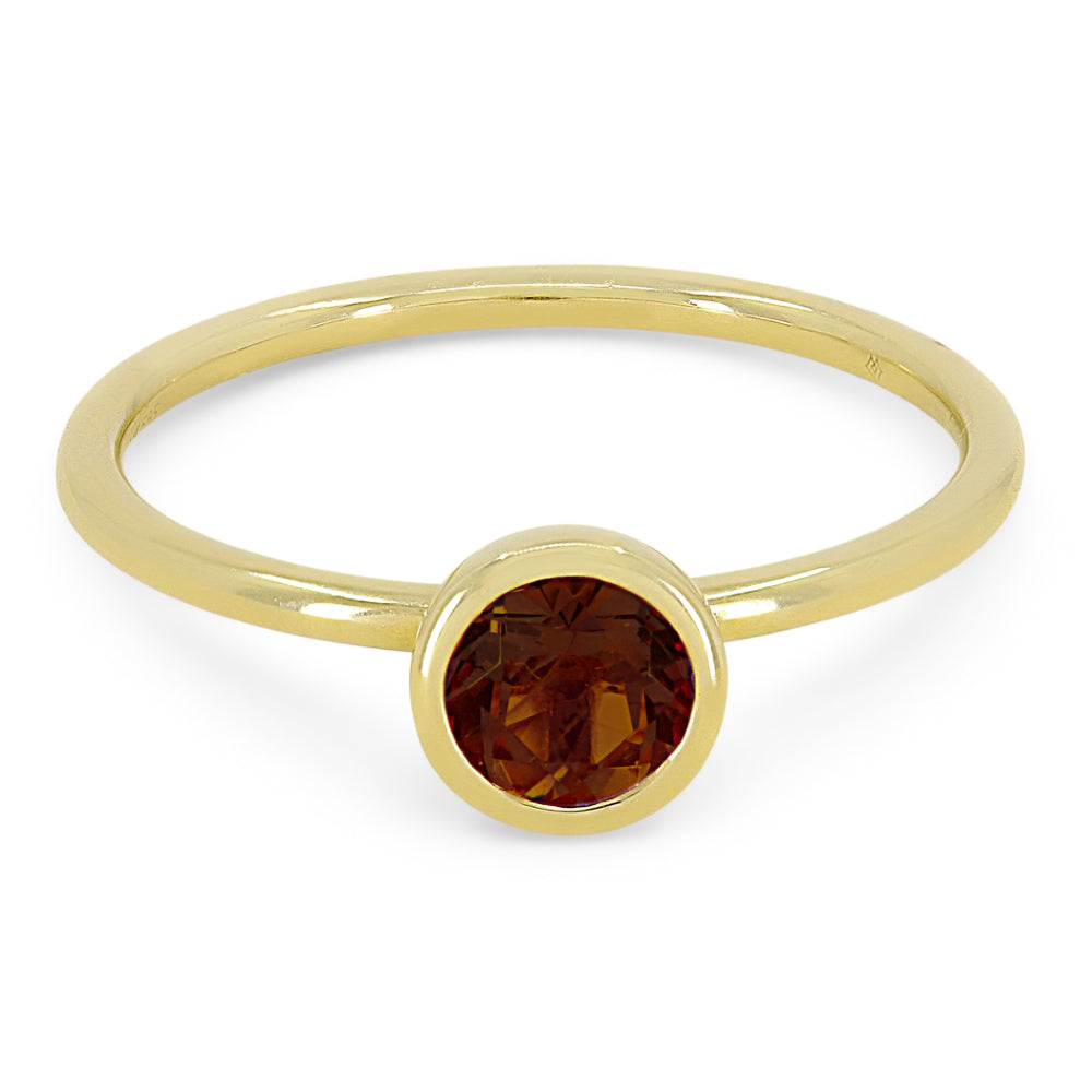 Madison L 14K Yellow Gold Garnet Round Ring - style R1497GAY