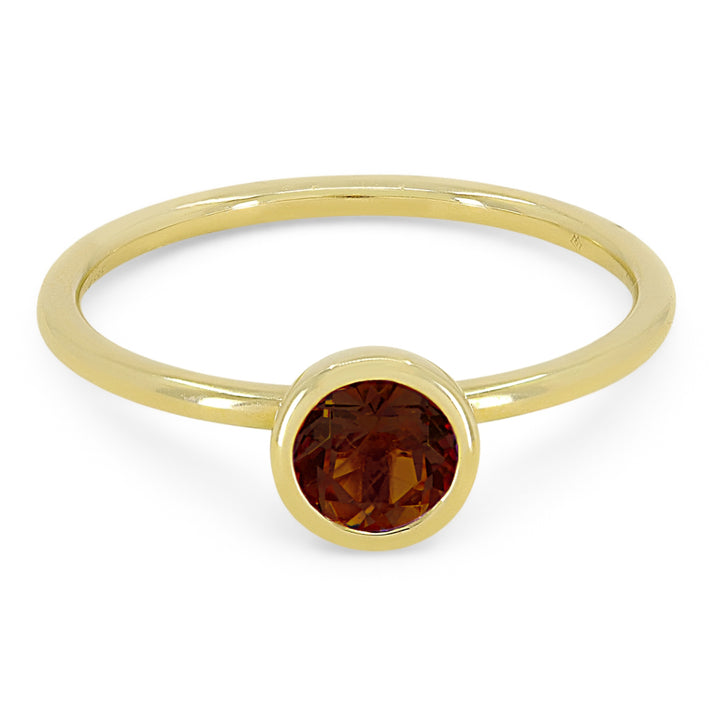 Madison L 14K Yellow Gold Garnet Round Ring - style R1497GAY