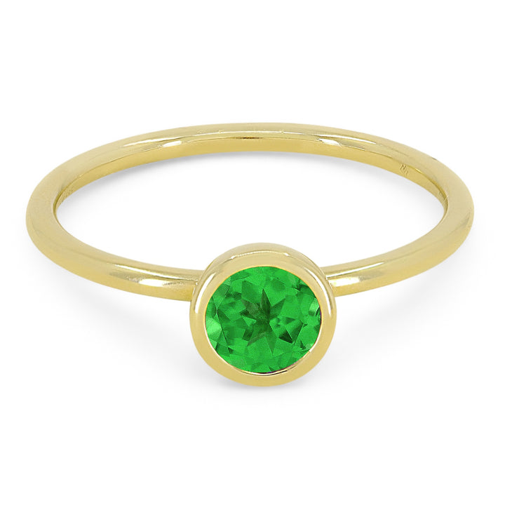 Madison L 14K Yellow Gold Created Emerald Round Ring - style R1497GCY