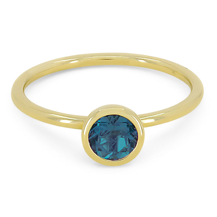 Madison L 14K Yellow Gold London Blue Topaz Round Ring - style R1497LBTY
