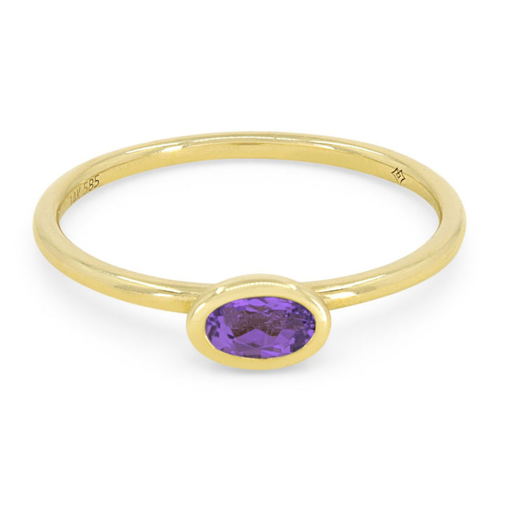 Madison L 14K Yellow Gold Amethyst Oval Ring - style R1499AMY