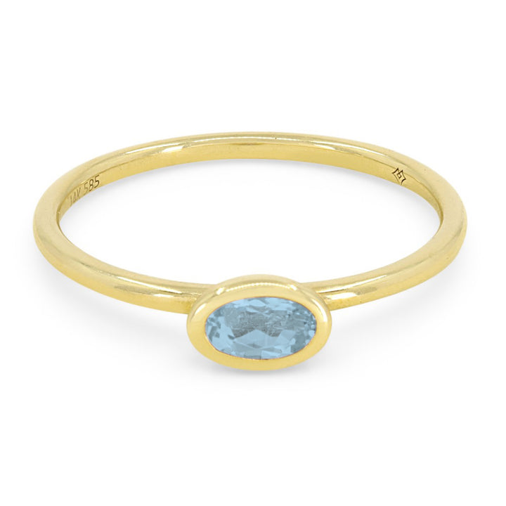 Madison L 14K Yellow Gold Aquamarine Oval Ring - style R1499AQY