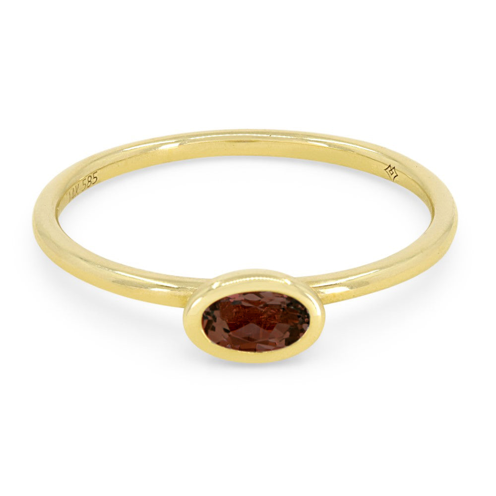 Madison L 14K Yellow Gold Garnet Oval Ring - style R1499GAY