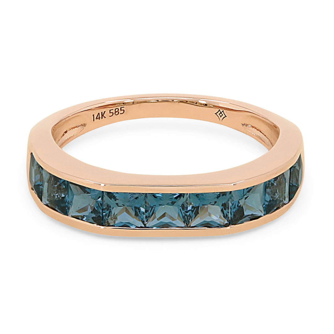 Madison L 14K Rose Gold London Blue Topaz Ring - style R1512LBTP