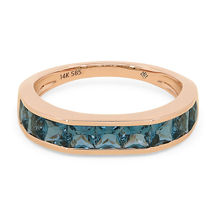 Madison L 14K Rose Gold London Blue Topaz Ring - style R1512LBTP