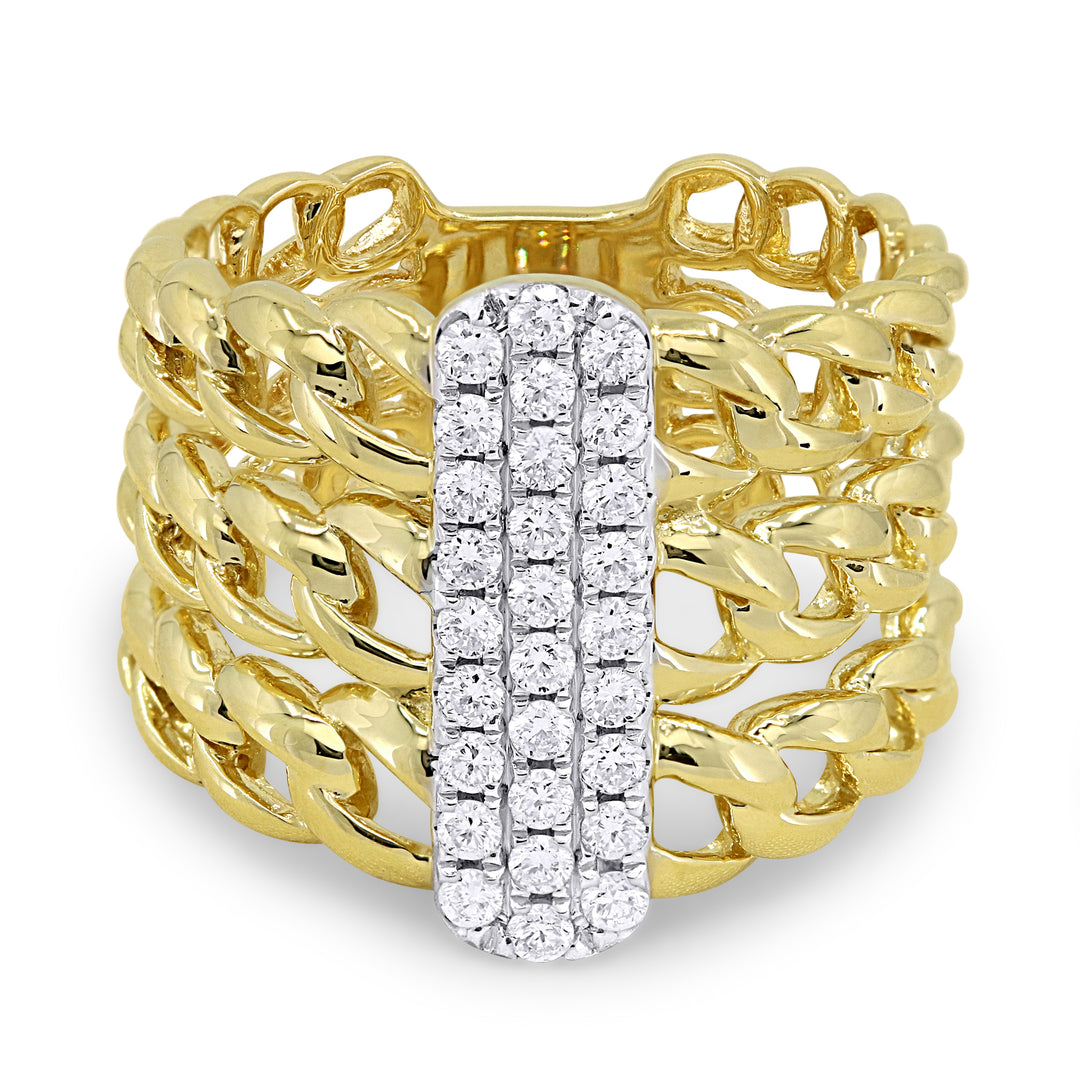 Madison L 14K Two Tone Gold Diamond Paperclip Ring - style R1516WY