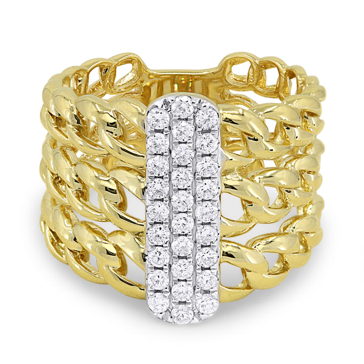 Madison L 14K Two Tone Gold Diamond Paperclip Ring - style R1516WY