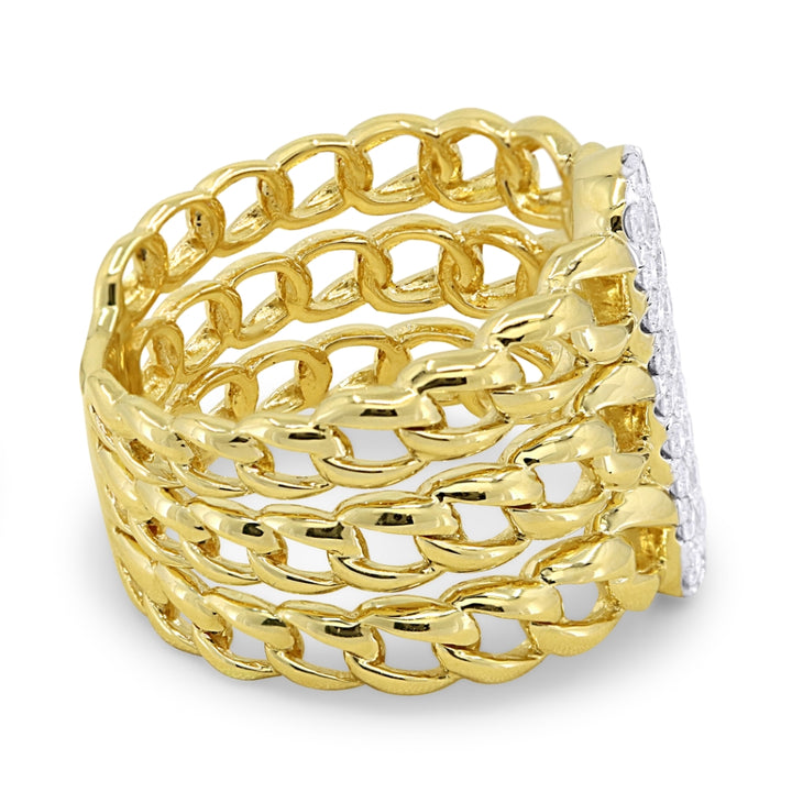 R1516 - 14K Two Tone Gold Diamond Paperclip Ring