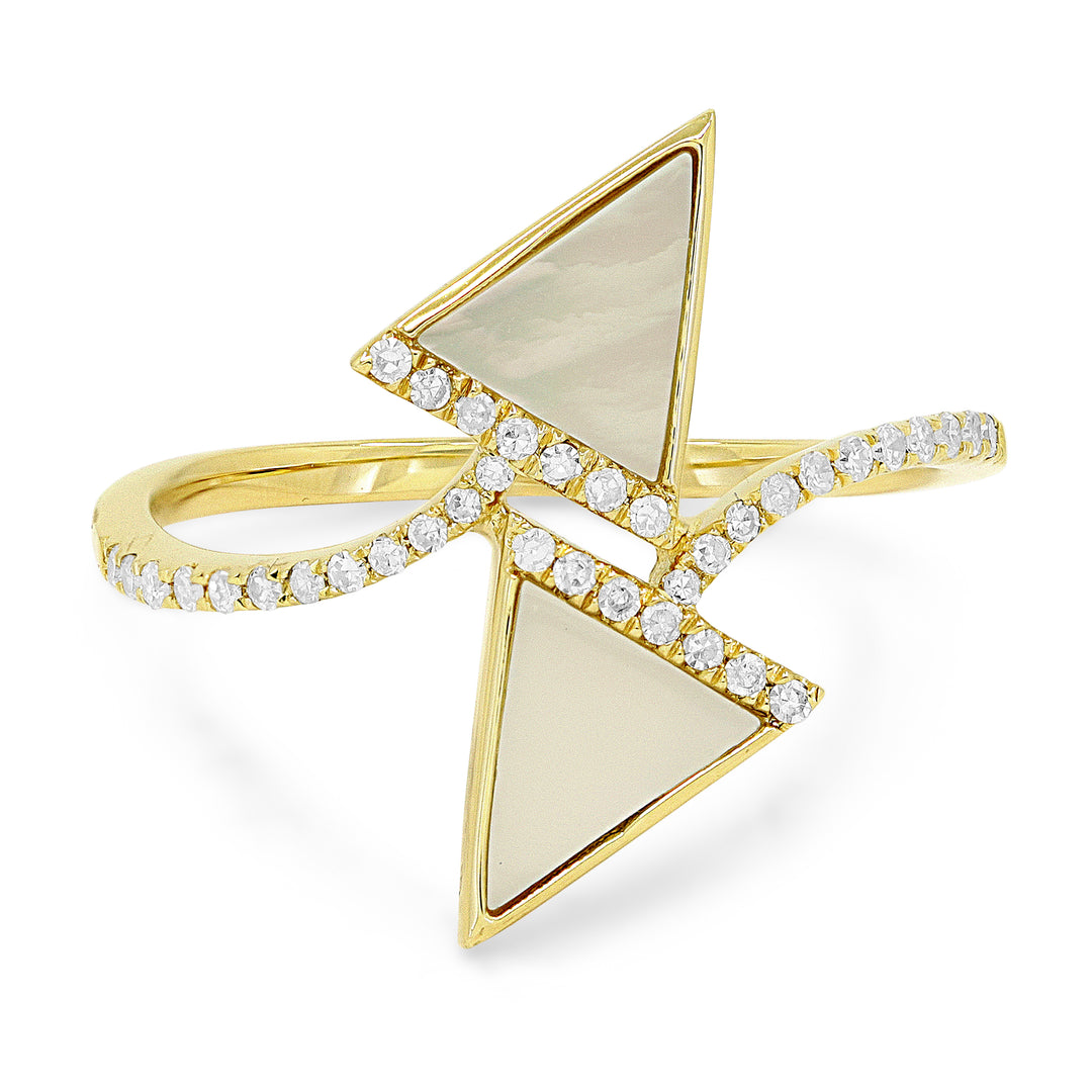 Madison L 14K Yellow Gold Mother of Pearl Chevron Ring - style R1526MOPY