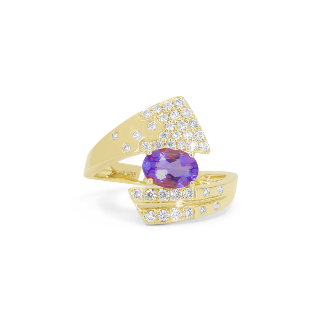 Madison L 14K Yellow Gold Amethyst Ring - style R1533AMY