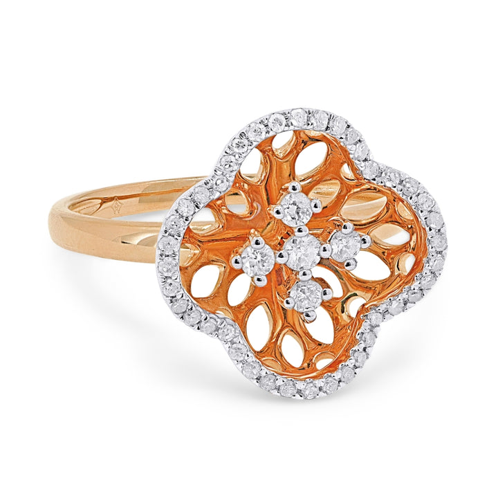 R1545 - 14K Rose Gold Diamond Flower Ring
